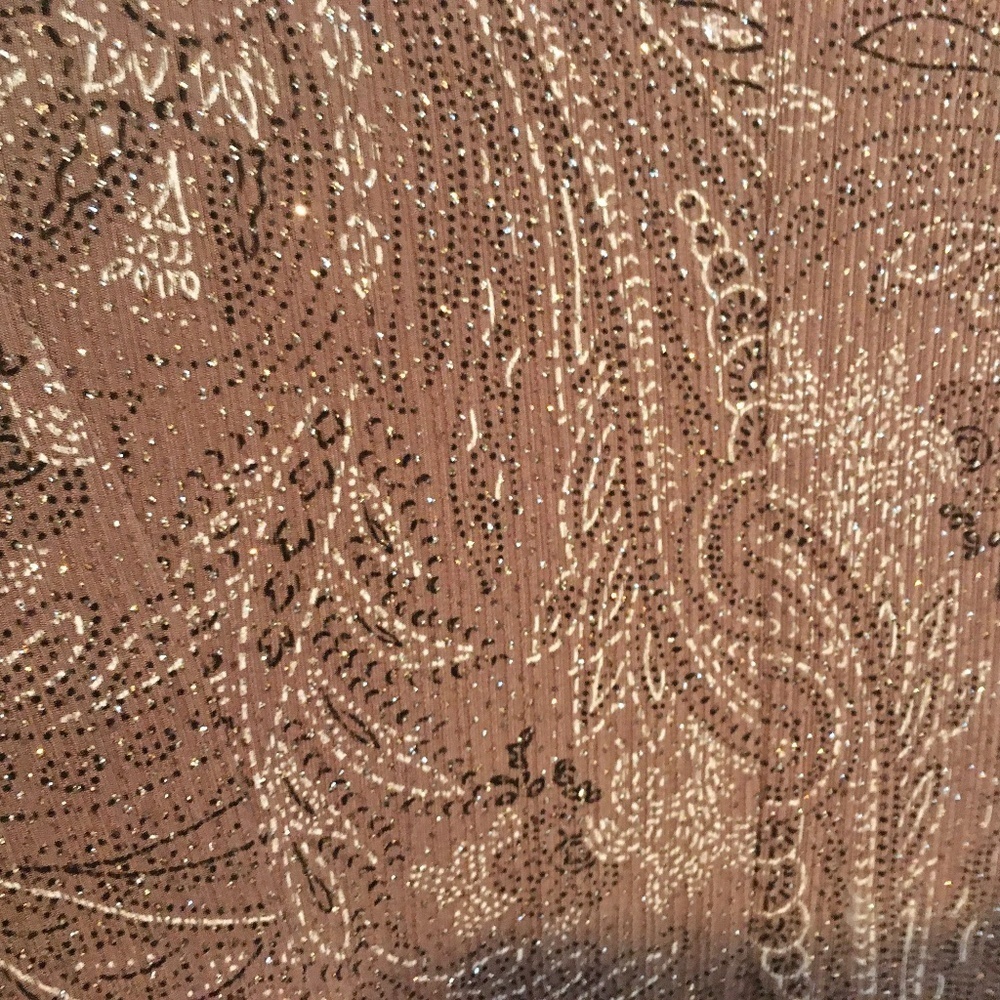 Vintage Formal Cardigan Fairy Bolero Slinky knit Sequin Paisley Taupe Silver L - Picture 9 of 10